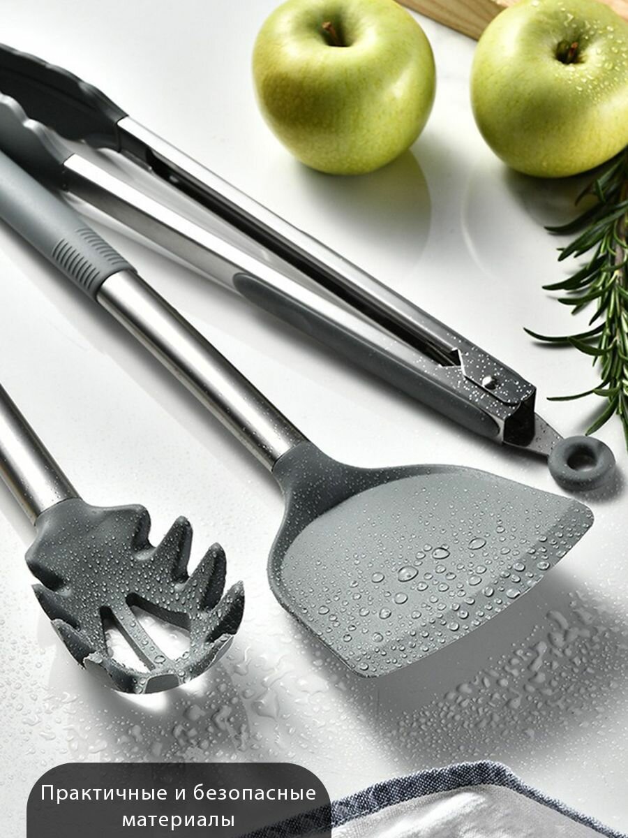 Кухонные Инструменты (Половники И Лопатки) Xiaomi Кухонный набор силиконовый на вращающейся подставке 360 градусов , Набор лопаток для кухни 12 предметов