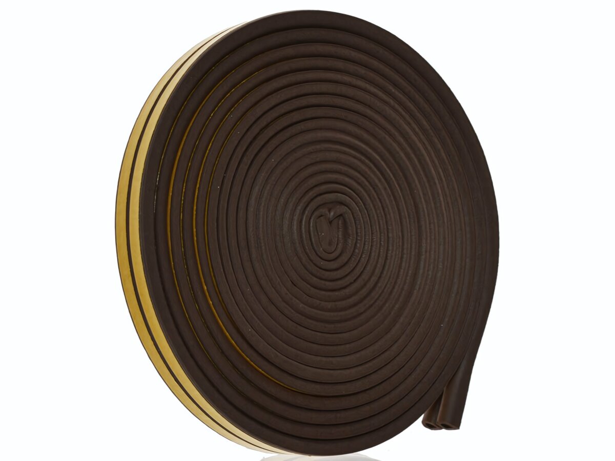 Уплотнитель резиновый самоклеящийся D-профиль 10м 8*9мм коричневый