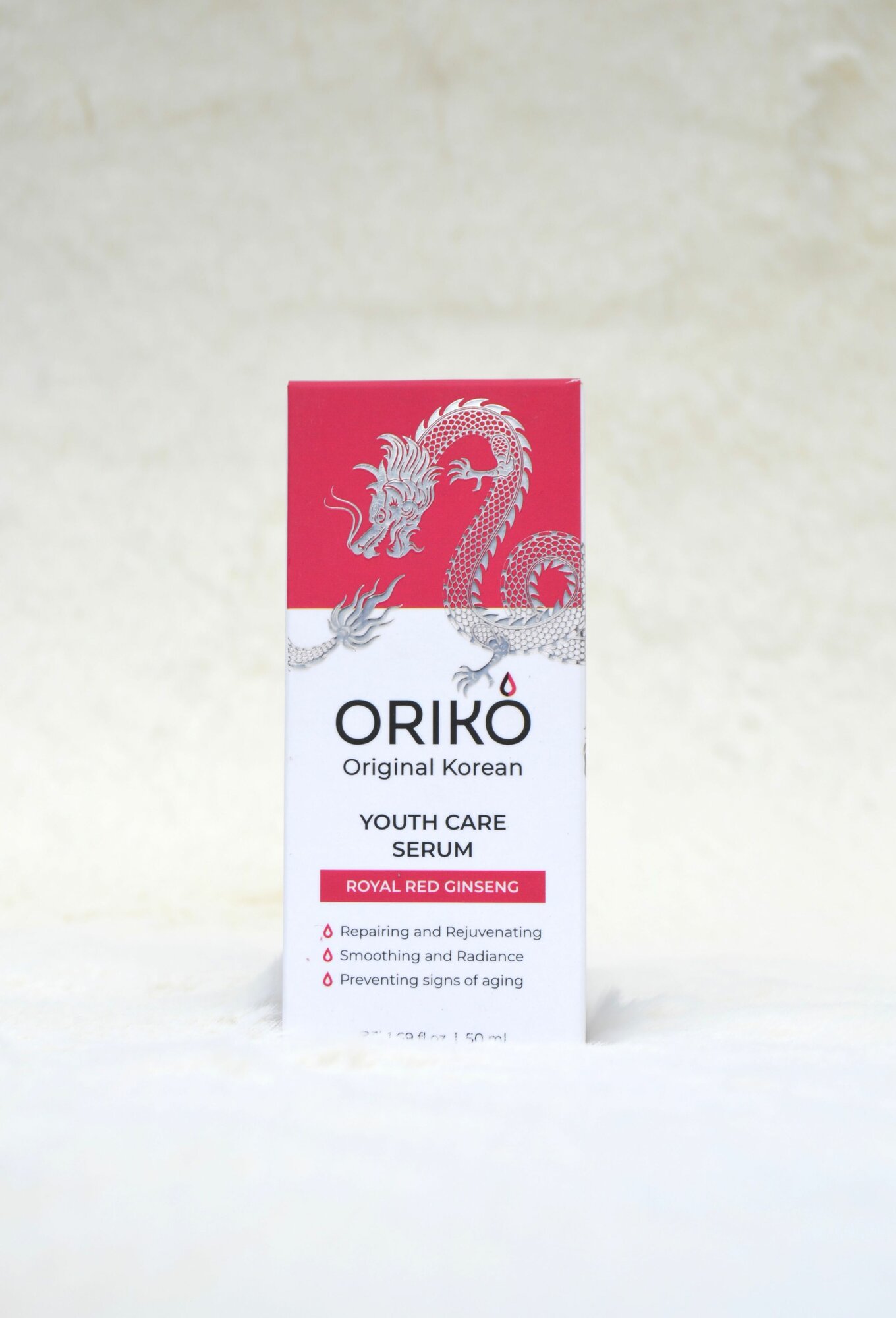 Картинки Тонизирующая сыворотка ORIKO с экстрактом красного женьшеня против первых морщин (ORIKO Royal Red Ginseng Youth Care Serum) 50мл.