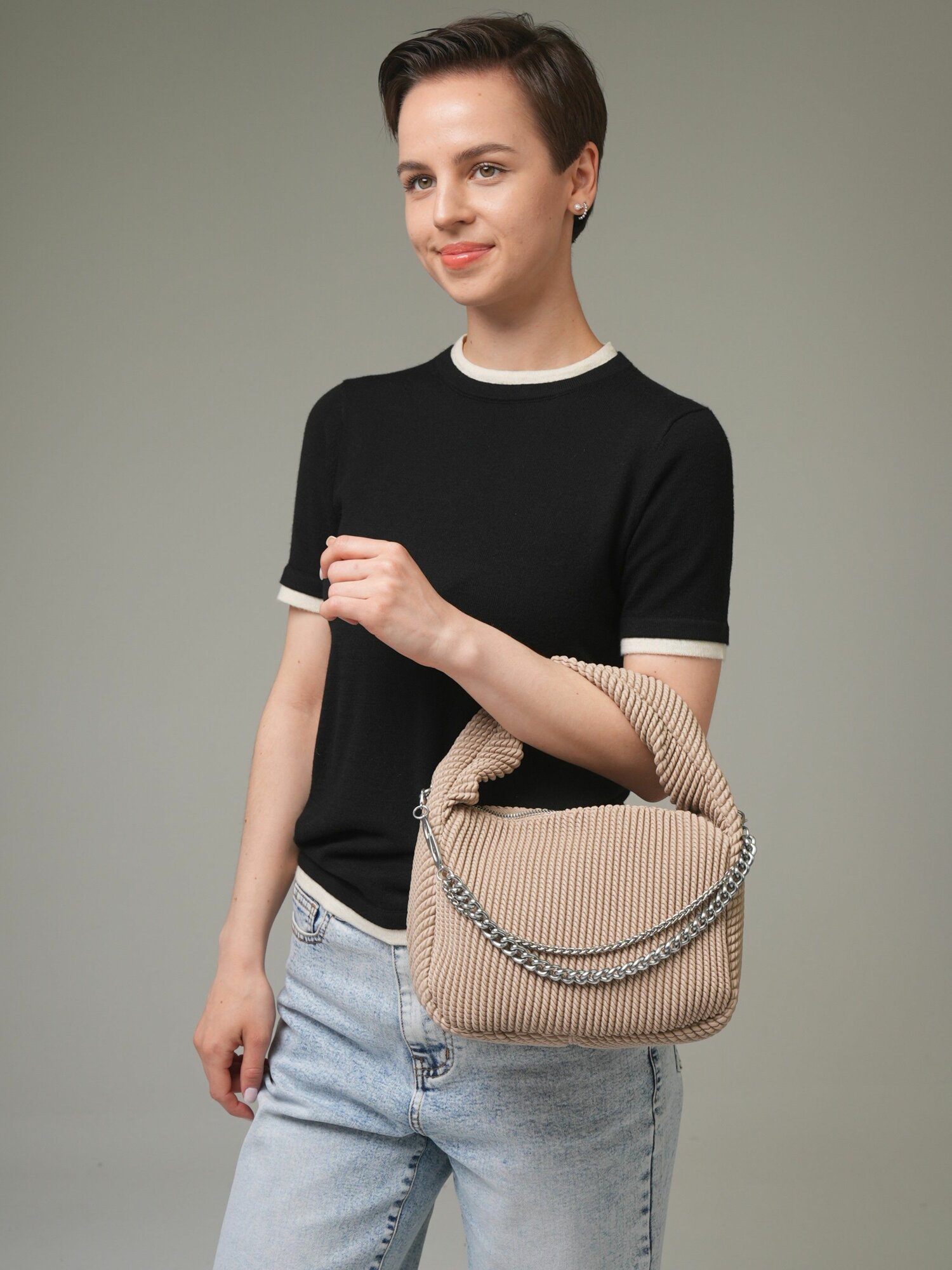 Сумка хобо kari, бежевый — фото 1