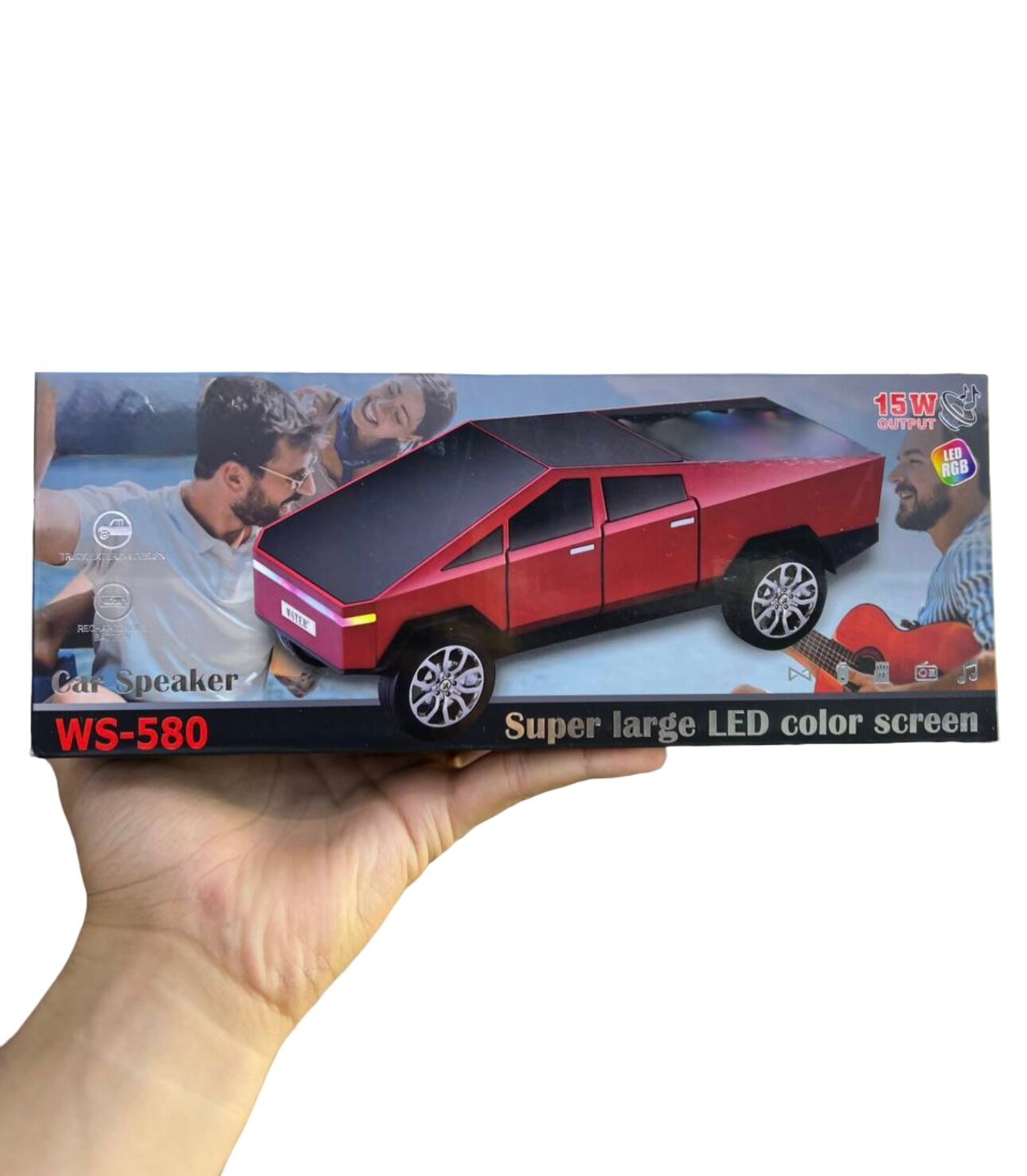 Динамик автомобильный WS-580, Bluetooth, 15Вт, с LED-подсветкой