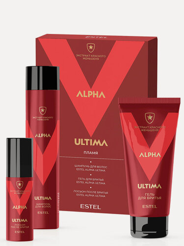 Изображение товара Подарочный набор для мужчин ESTEL PROFESSIONAL Alpha Ultima пламя: шампунь, гель для бритья и лосьон 300+2*100 мл