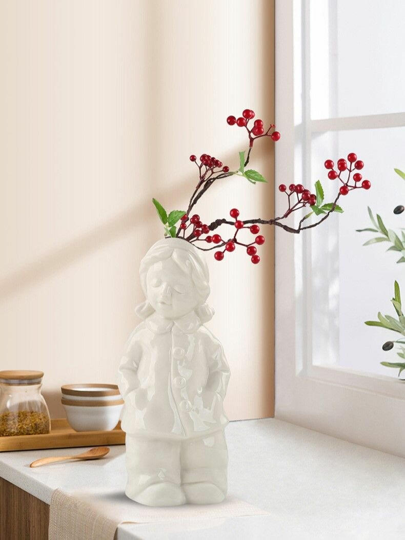 Керамическая ваза, детская форма, ручная работа, подходит для свежих цветов, сухоцветов, искусственных цветов