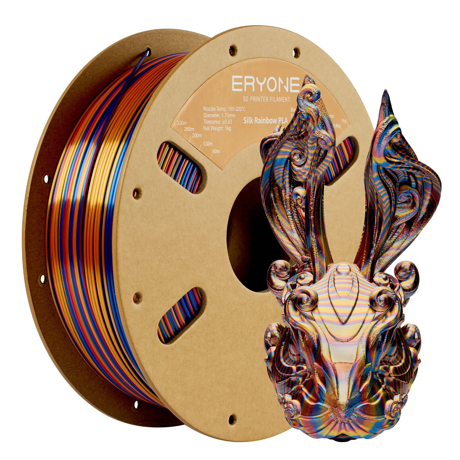 Новинка! PLA пластик (филамент) для 3D принтера Eryone Tri Color Rainbow Shadow 1,75 мм 1 кг