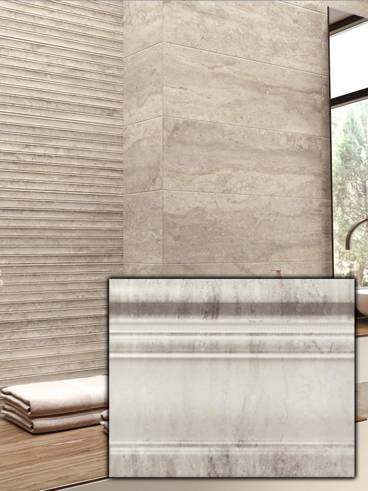 Испанская настенная плитка напольный плинтус APE Zocalo Travertino Matt Brescia 20x25 см матовый