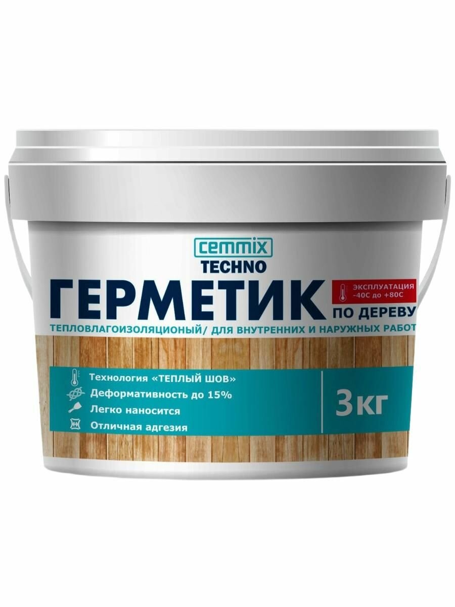 Герметик для Теплых швов акрил для деревянных поверхностей CEMMIX 3 кг Белый