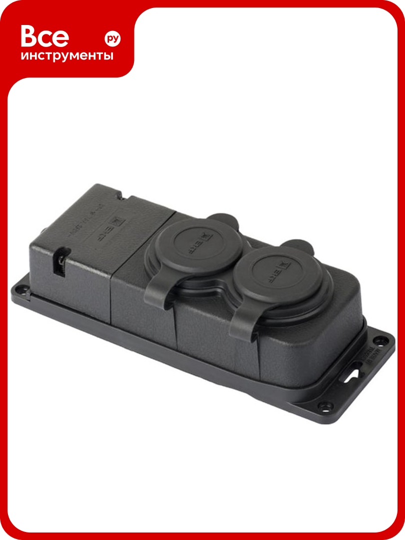 Двухместная розетка с защитными крышками EKF каучуковая 230В 2P+PE 16A IP44 PRO RPS-018-16-230-44-r