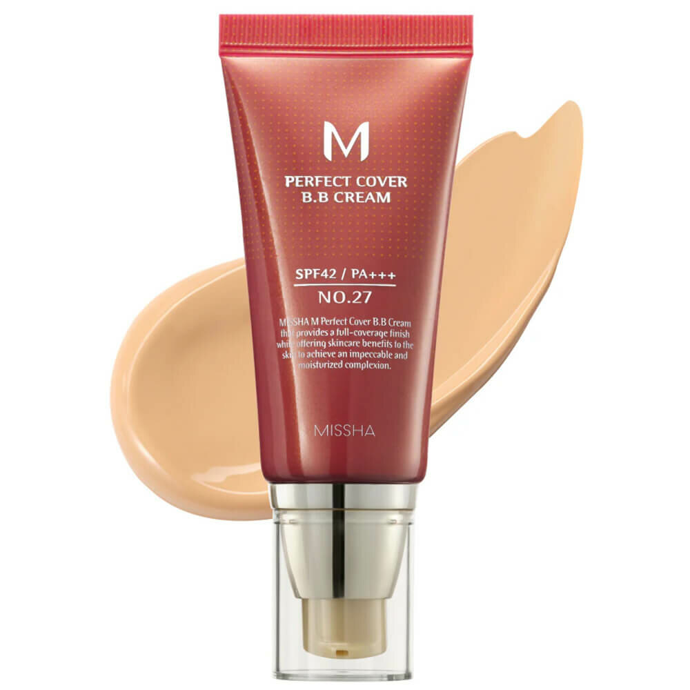 Missha BB крем для лица M Perfect Cover BB Cream тональный солнцезащитный SPF 42++ Корея, тон 27, 50 мл