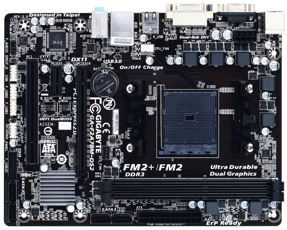 Материнская плата GIGABYTE GA-F2A78M-DS2 (rev. 3.0) FM2+ AMD A78