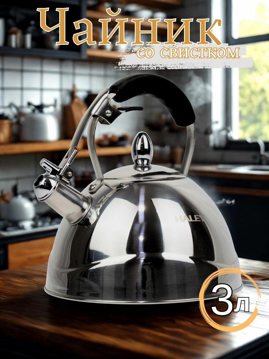 Чайник Whistling Kettle HALEY, зеркальная полирова, со свистком