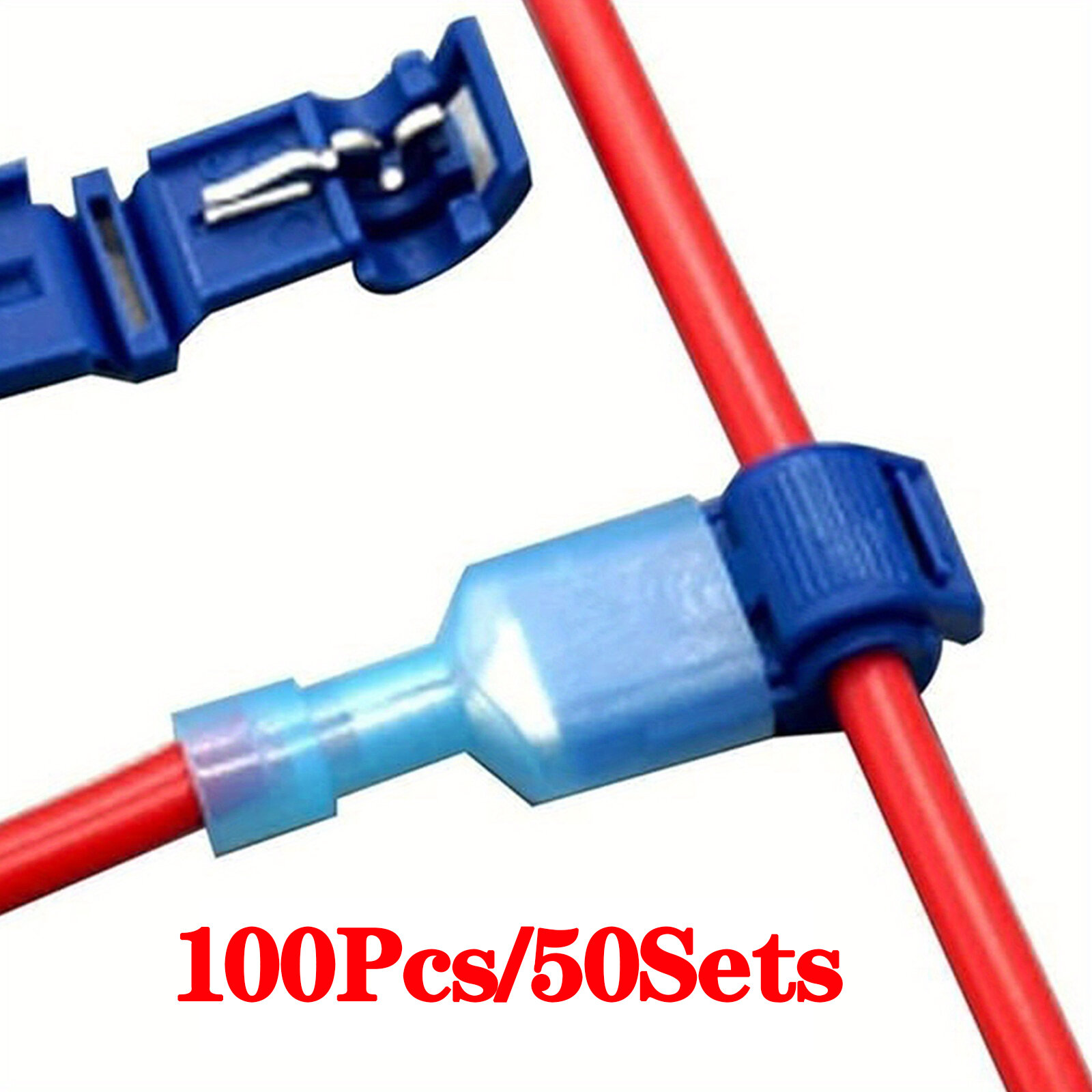 100 шт. (50 комплектов) Т-образные клеммы Быстроразъемные кабельные соединители Зажимы для пряжки провода Клеммы для обжима проводов Водонепроницаемые кабельные зажимы SKU00649
