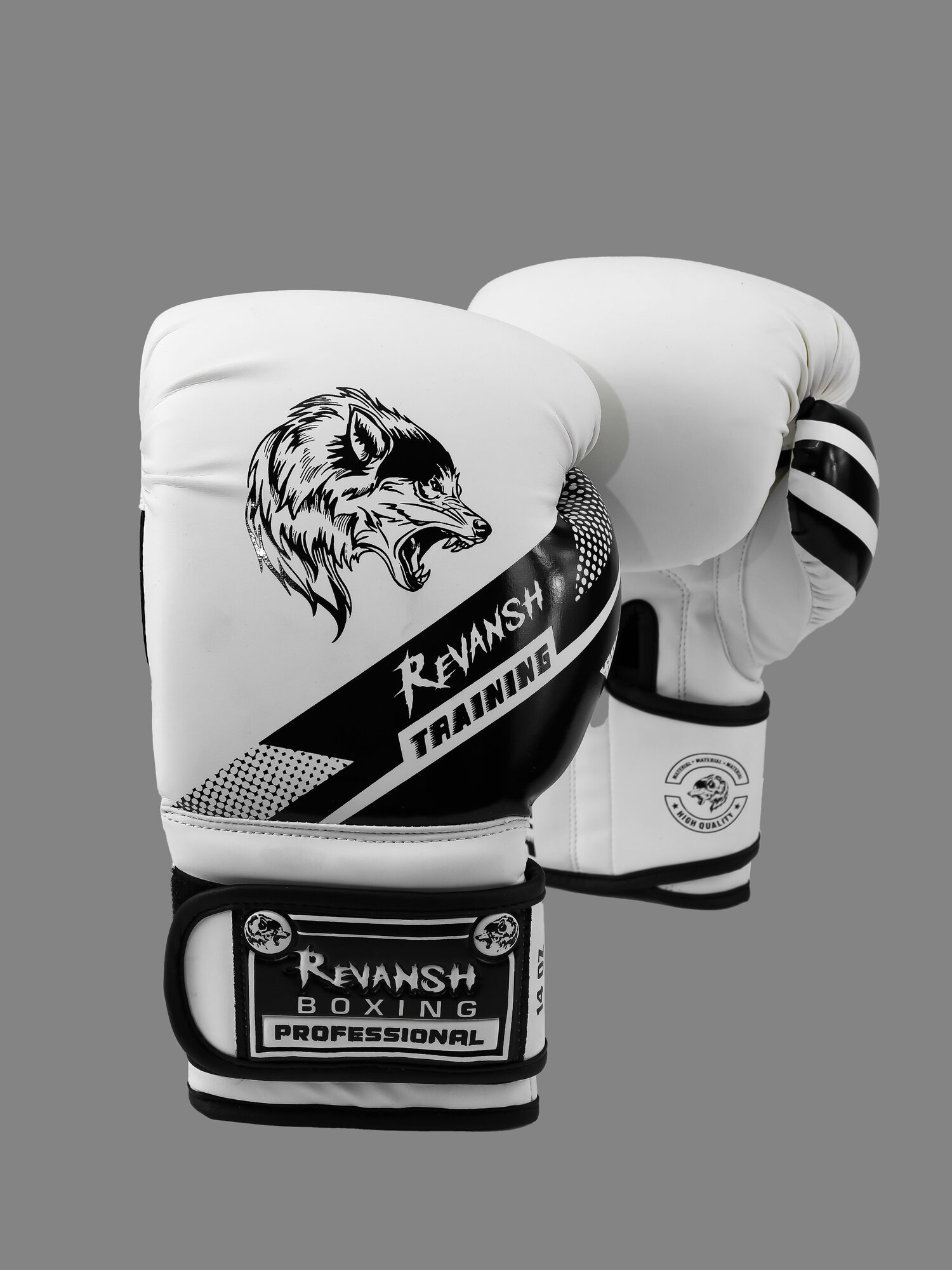 Перчатки из искусственной кожи эмбоссинг, REVANSH WOLF WHITE BLACK, арт. RG-WOLFWHITE-S16
