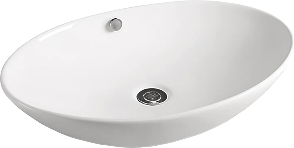 Накладная раковина SantiLine SL-1019 63 фаянсовая без отверстия под смеситель со сливом-переливом раковина для ванной 63 см овальная белая