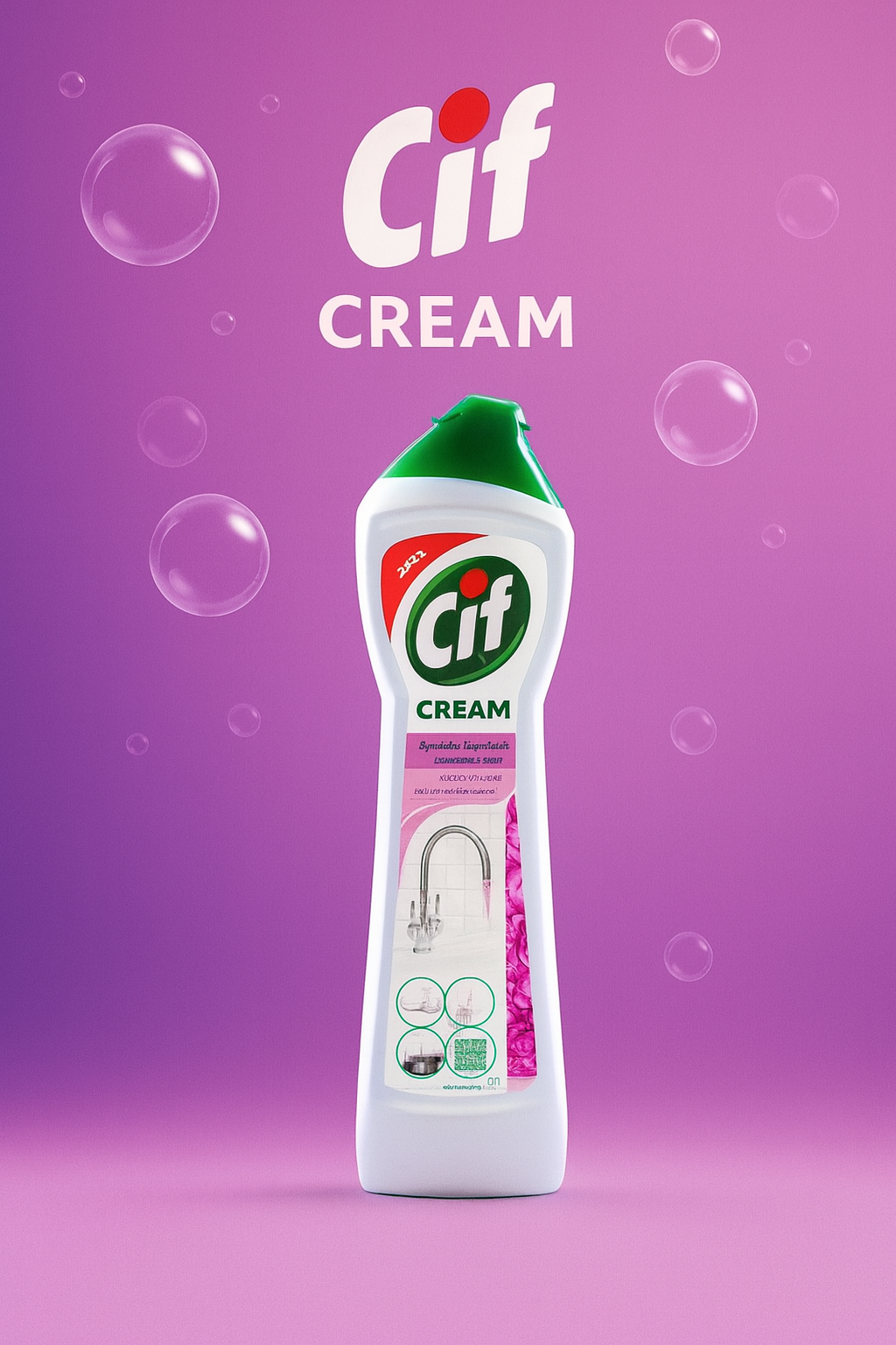 Чистящий крем CIF "Розовая свежесть", для кухни, для плит, 500 мл