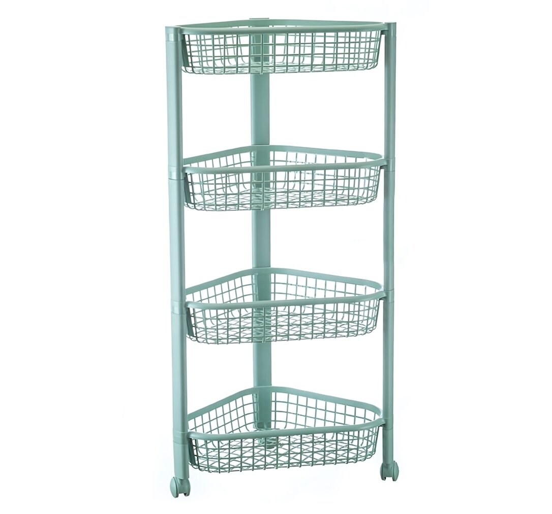 Полка угловая 'Евро' на колесах 4 секции пластик фисташковый