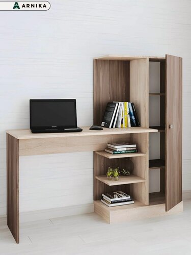 Изображение товара ARNIKA Компьютерный стол Квартет-6, 146х50х135см, ясень шимо/дуб сонома