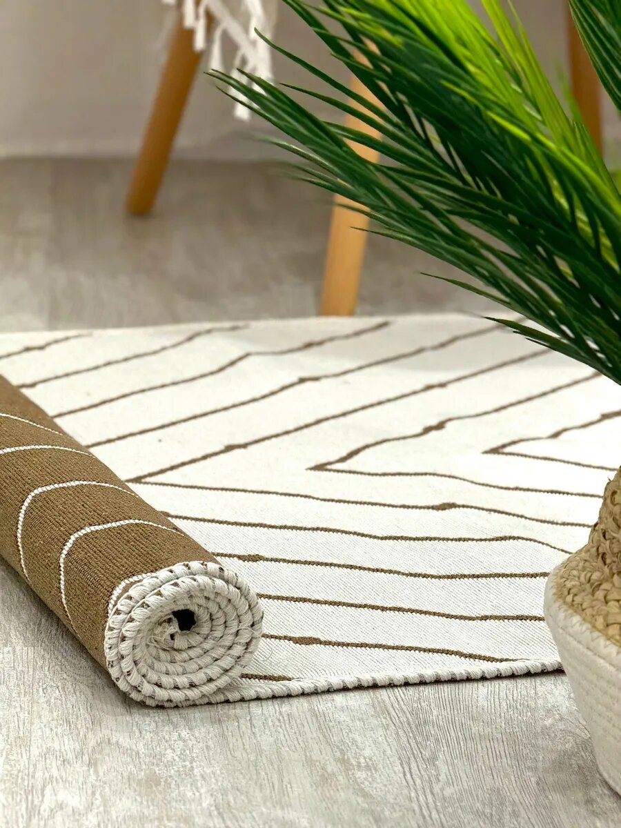 Килим хлопковый двусторонний 80х150 см, безворсовый ковер на пол, Турция — фото 1