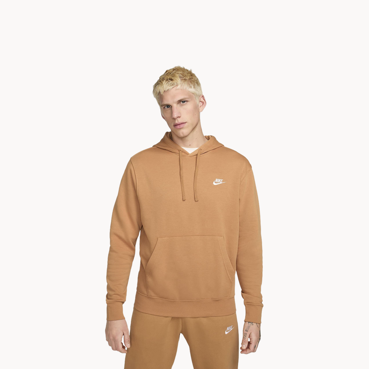 Худи спортивное NIKE Club, размер L, , светло-коричневый
