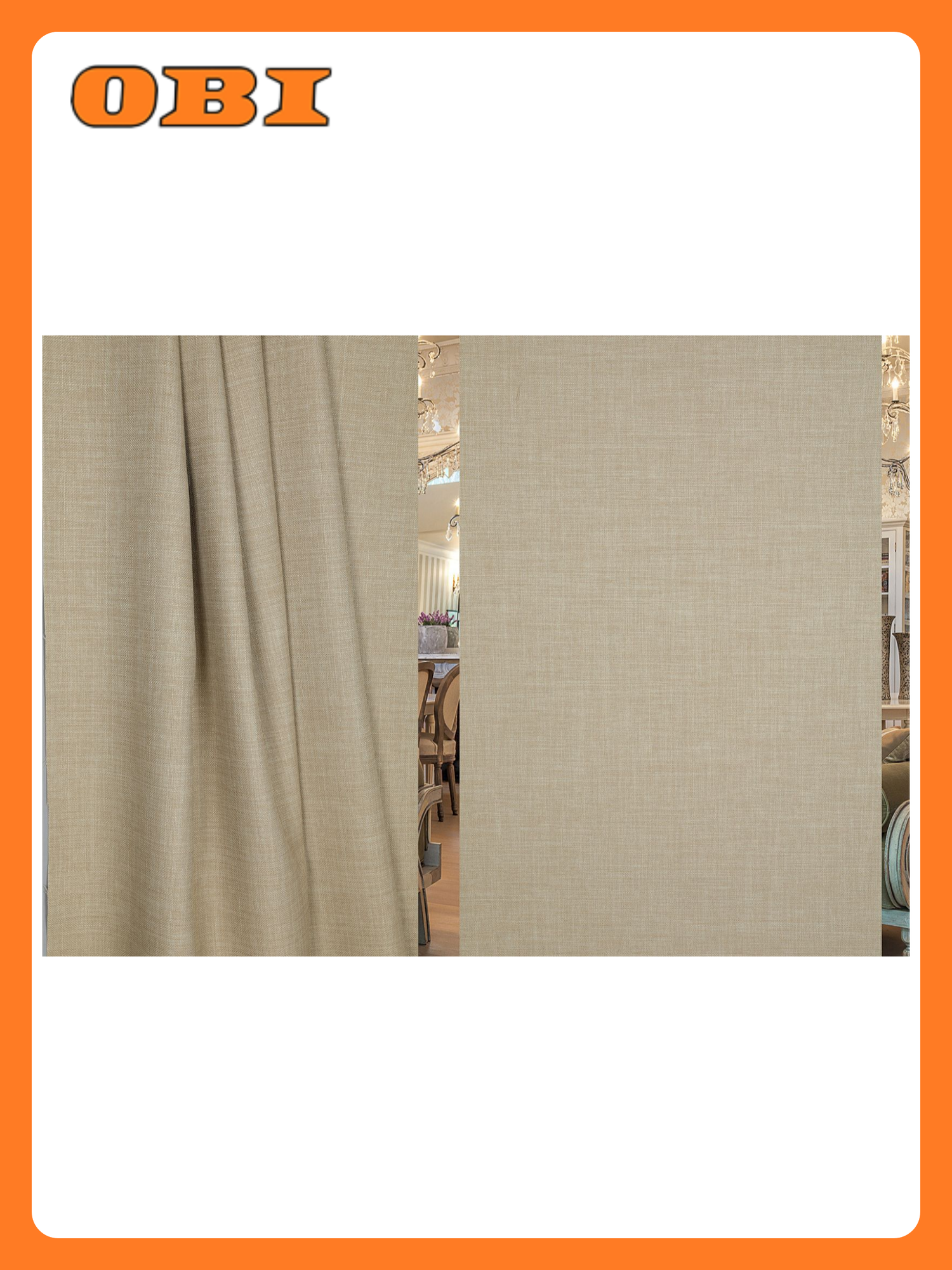 Ткань портьерная лен однотонный 119877 бежевый 280 см
