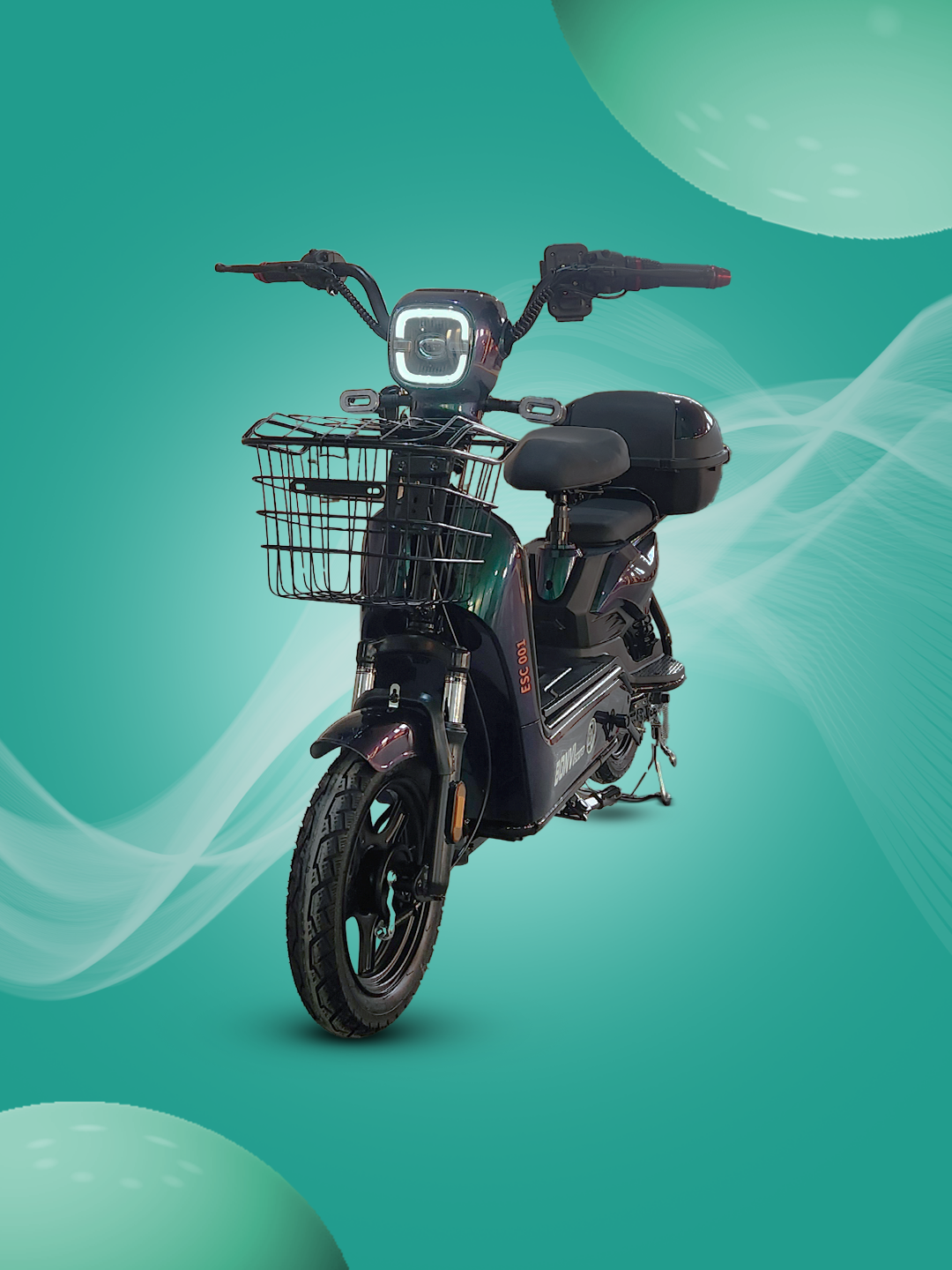 Электроскутер BONVI 2210 ID 6121, 250Вт, максимальная скорость 30км/ч зеленый — фото 1