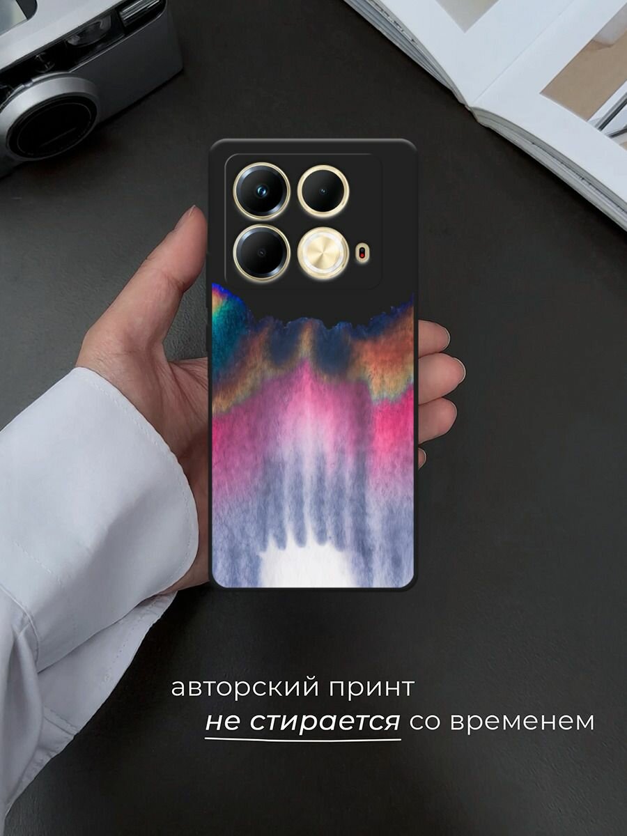 Черный матовый чехол на Infinix Note 40 / Инфиникс Нот 40 с принтом Акварельная абстракция — фото 1