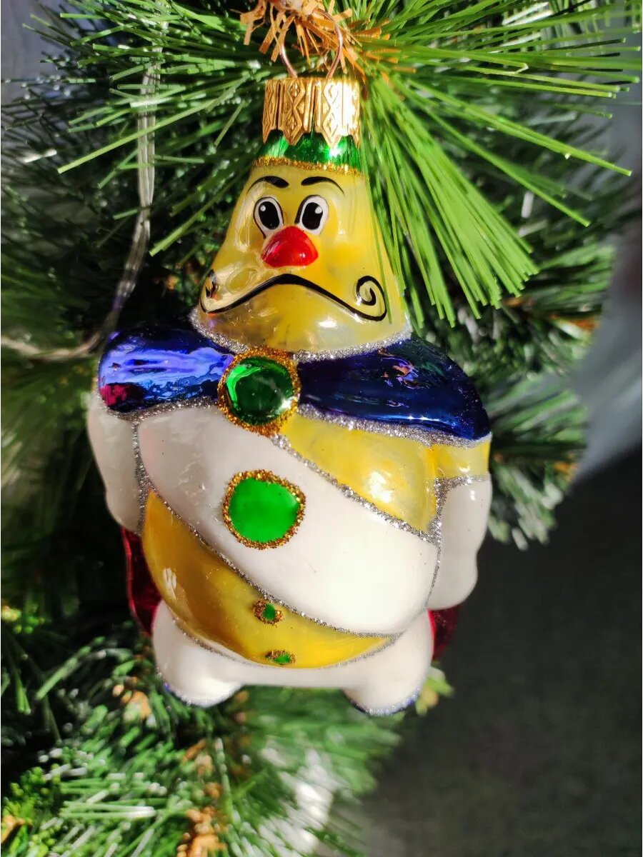 Елочная игрушка "Принц Лимон", ручная роспись, стекло, жёлтая — фото 1