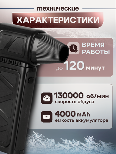 Изображение товара Воздуходувка аккумуляторная мощная ручной турбовентилятор 130000 оборотов в минуту 4000mah