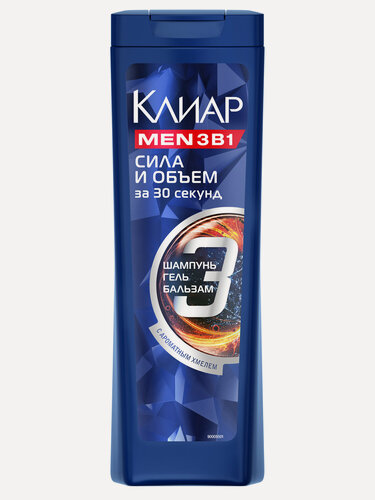 Изображение товара Clear Шампунь, 3в1 Объем и сила, для всех типов волос, для мужчин, 400 мл