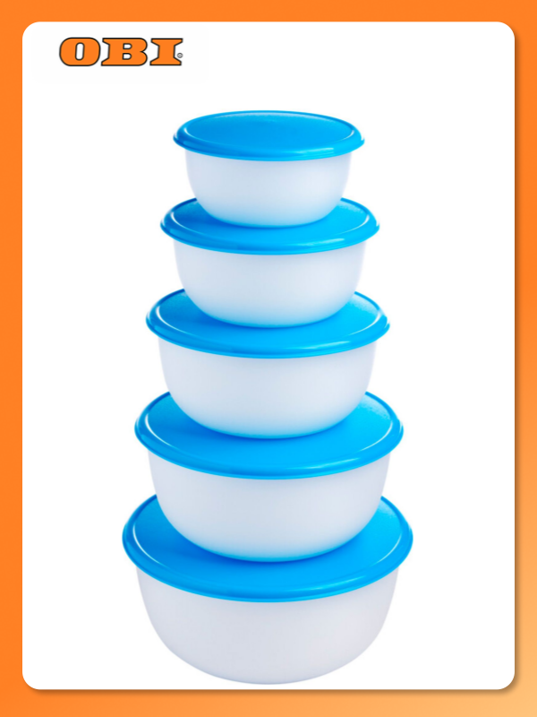 Контейнер пищевой с крышкой икеа прозрачный синий 19х9 см 5 шт.