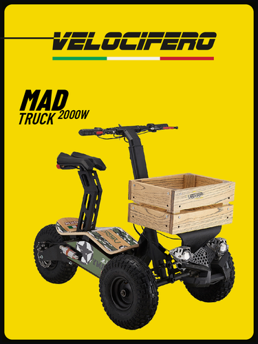 Изображение товара Электросамокат Velocifero MAD TRUCK трехколесный внедорожный самокат с сиденьем, расцветка Army