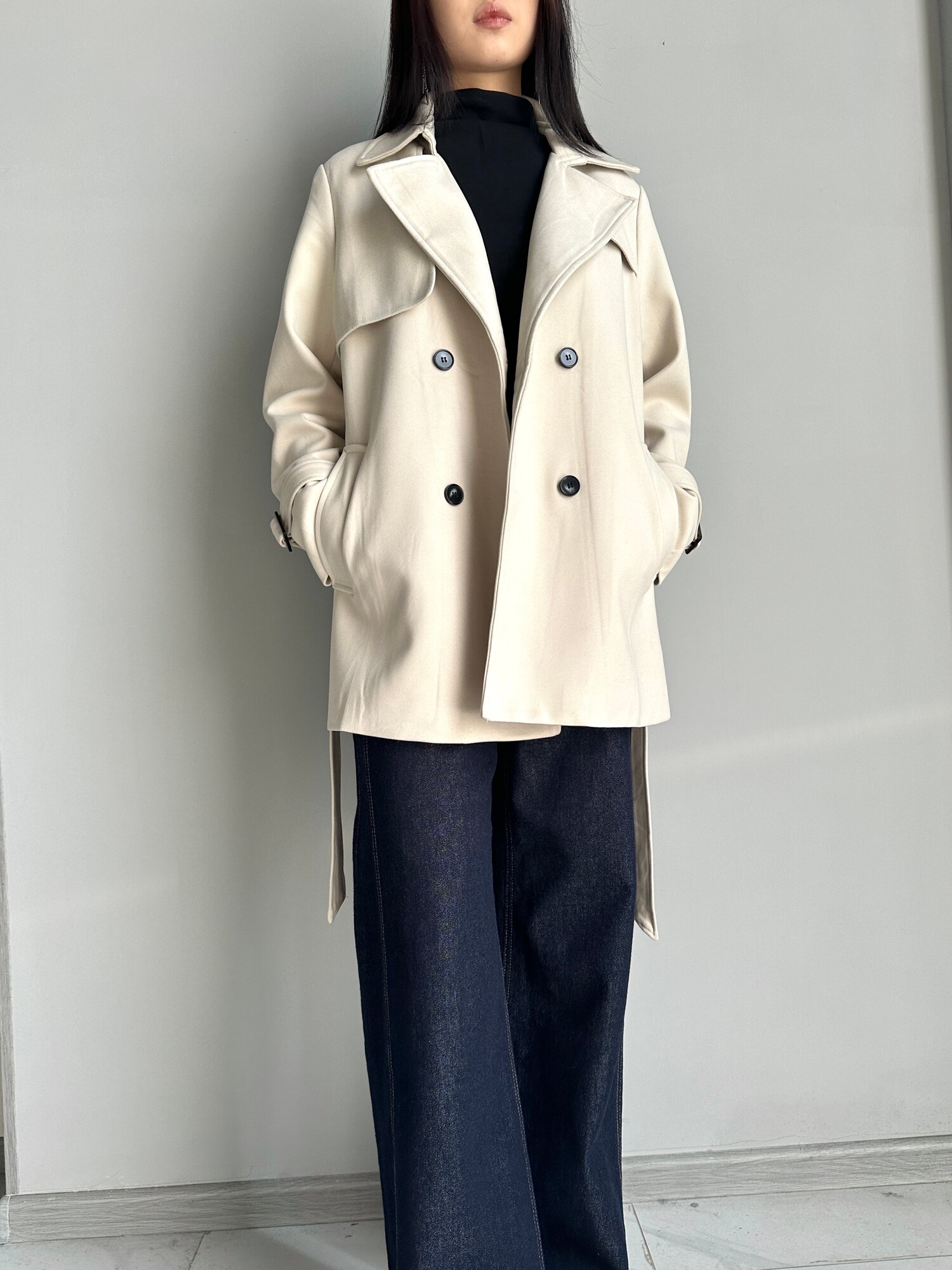 Пальто INK Бежевый, черный, размер XL, бежевый — фото 1