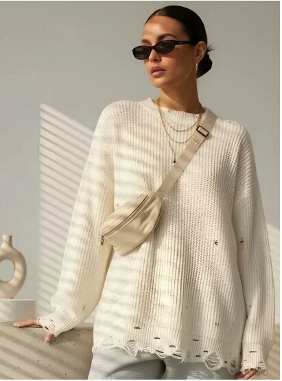 Свитер размер OVERSIZE, , белый — фото 1