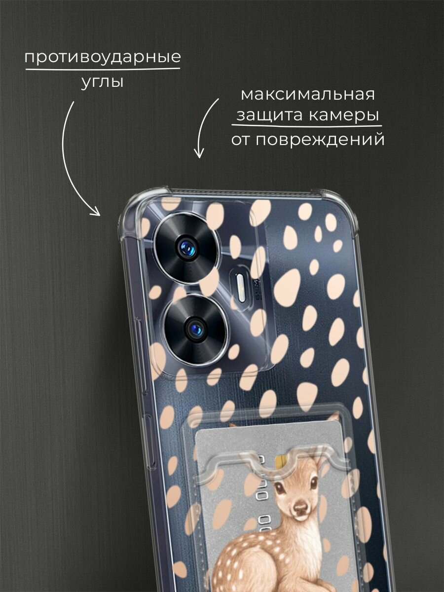 Чехол на Realme C55 (Реалми C55) с картой и принтом Милый Бэмби 2 — фото 1