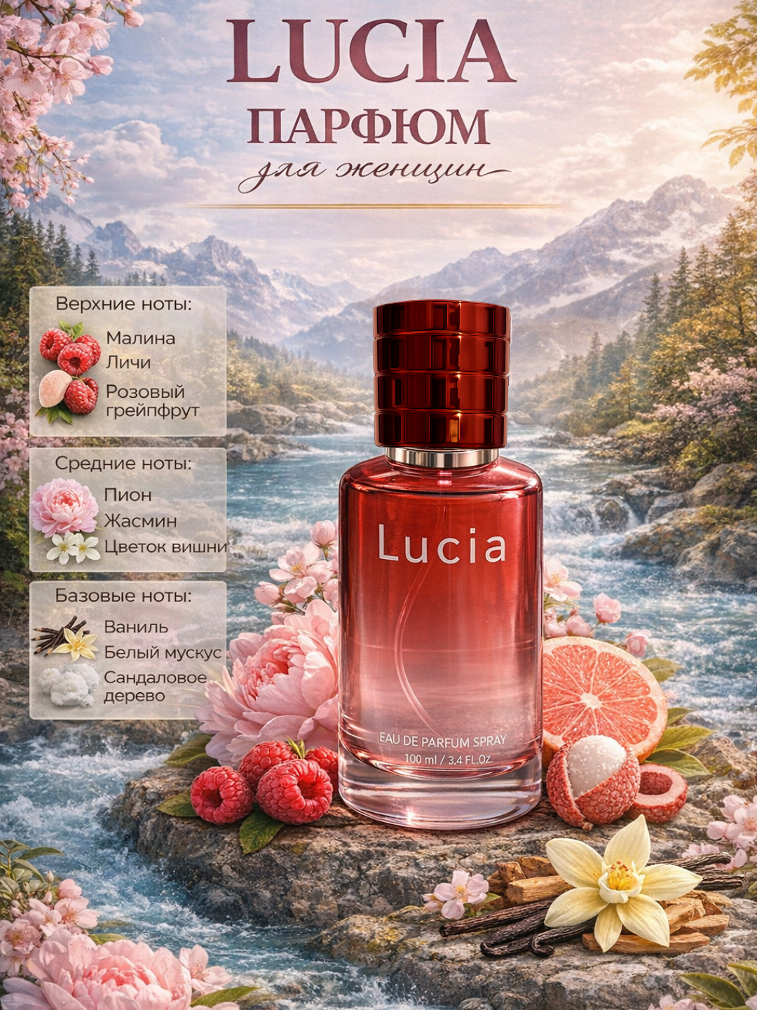 Духи для женщин и девочек, парфюмерная вода Lucia, UNIFLAME, 5 мл