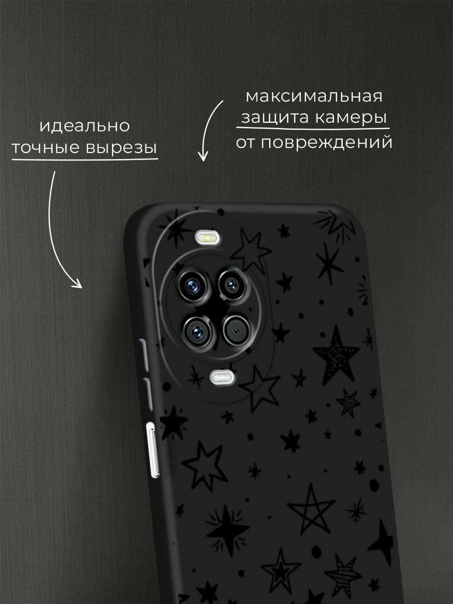 Черный матовый чехол на Huawei Nova 14 / Хуавей Нова 14 с принтом Звездочки графика черная — фото 1