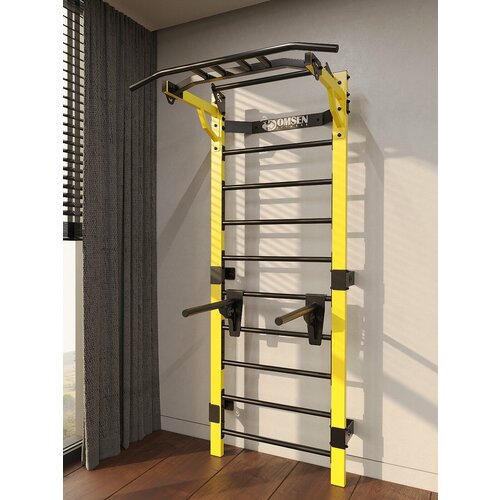 фото Профессиональная шведская стенка с брусьями и турником domsen fitness ds46 yellow