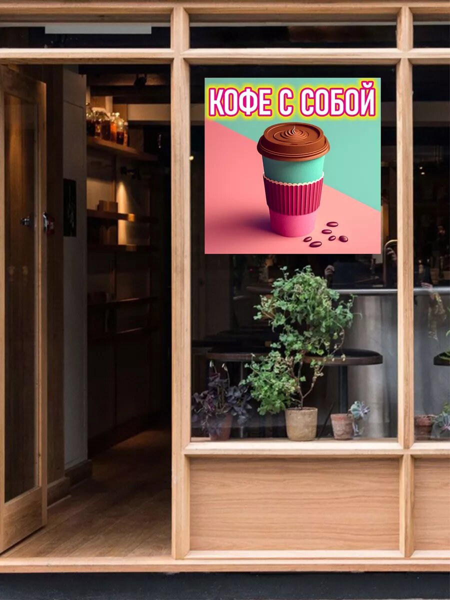 Наклейка кофе с собой — фото 1