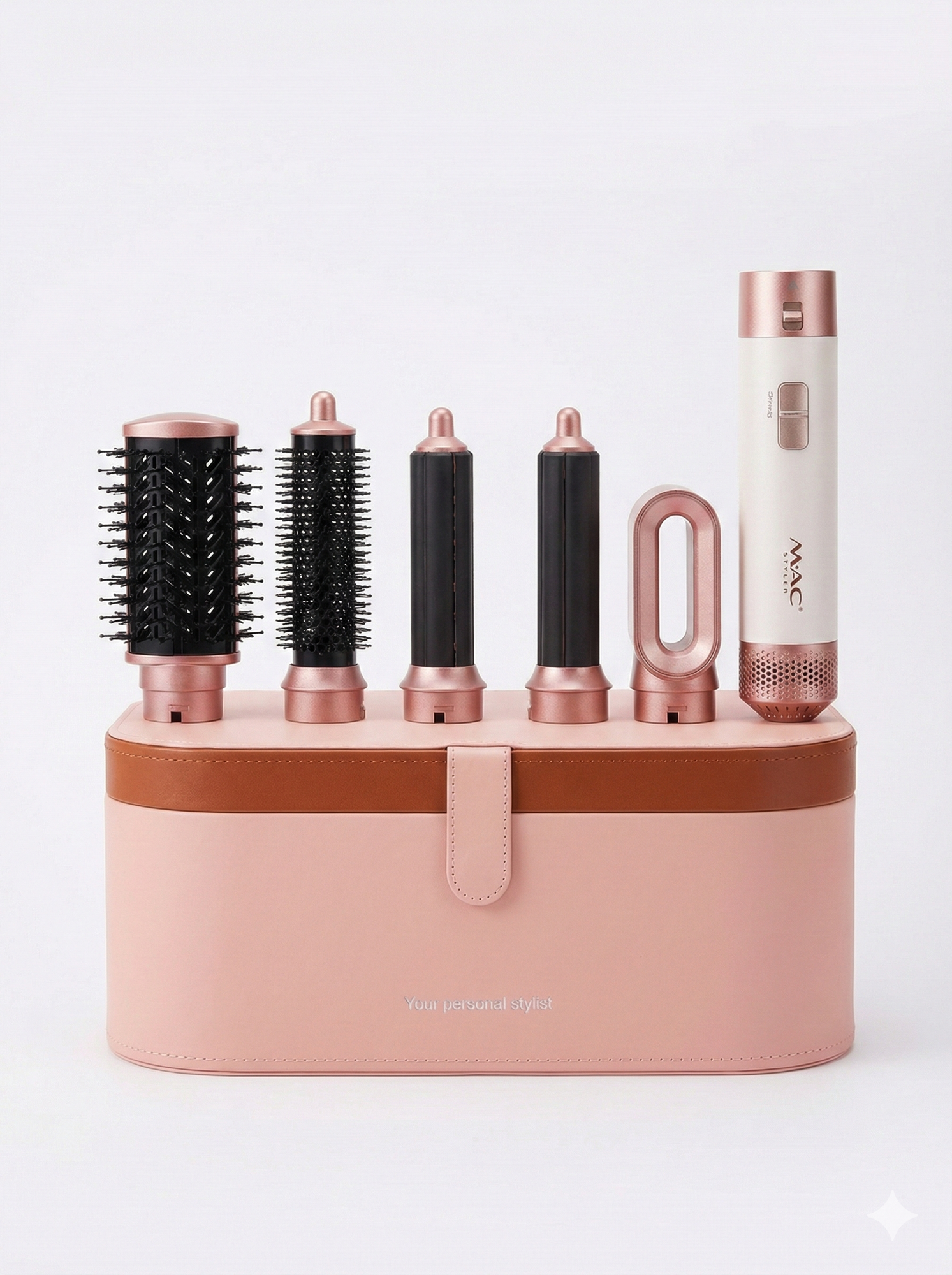 Фен для волос MAC styler MC-6766 6 в 1, воздушная укладка и автоматическая плойка Pink