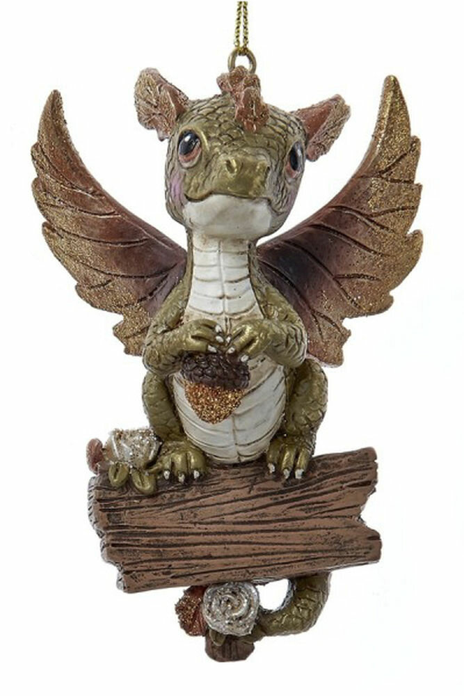 Ёлочная игрушка дракончик С шишкой, полистоун, 9 см, Kurts Adler D4548-2