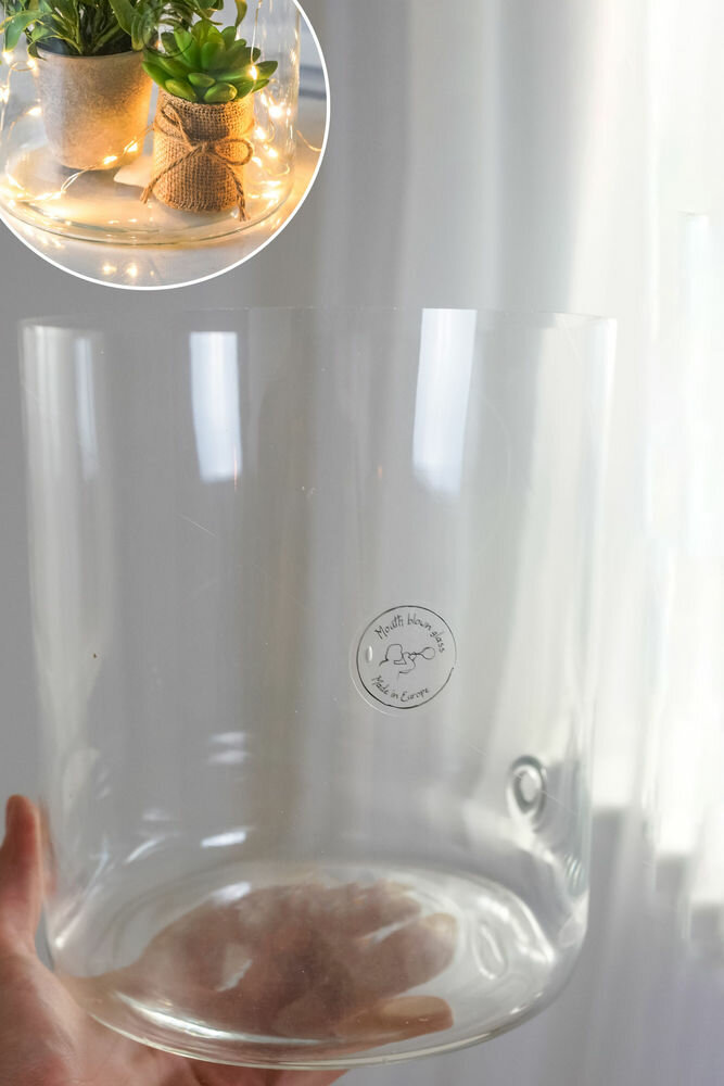 Стеклянная ваза для декора с отверстием для кабеля, 20 см, Kaemingk 648119