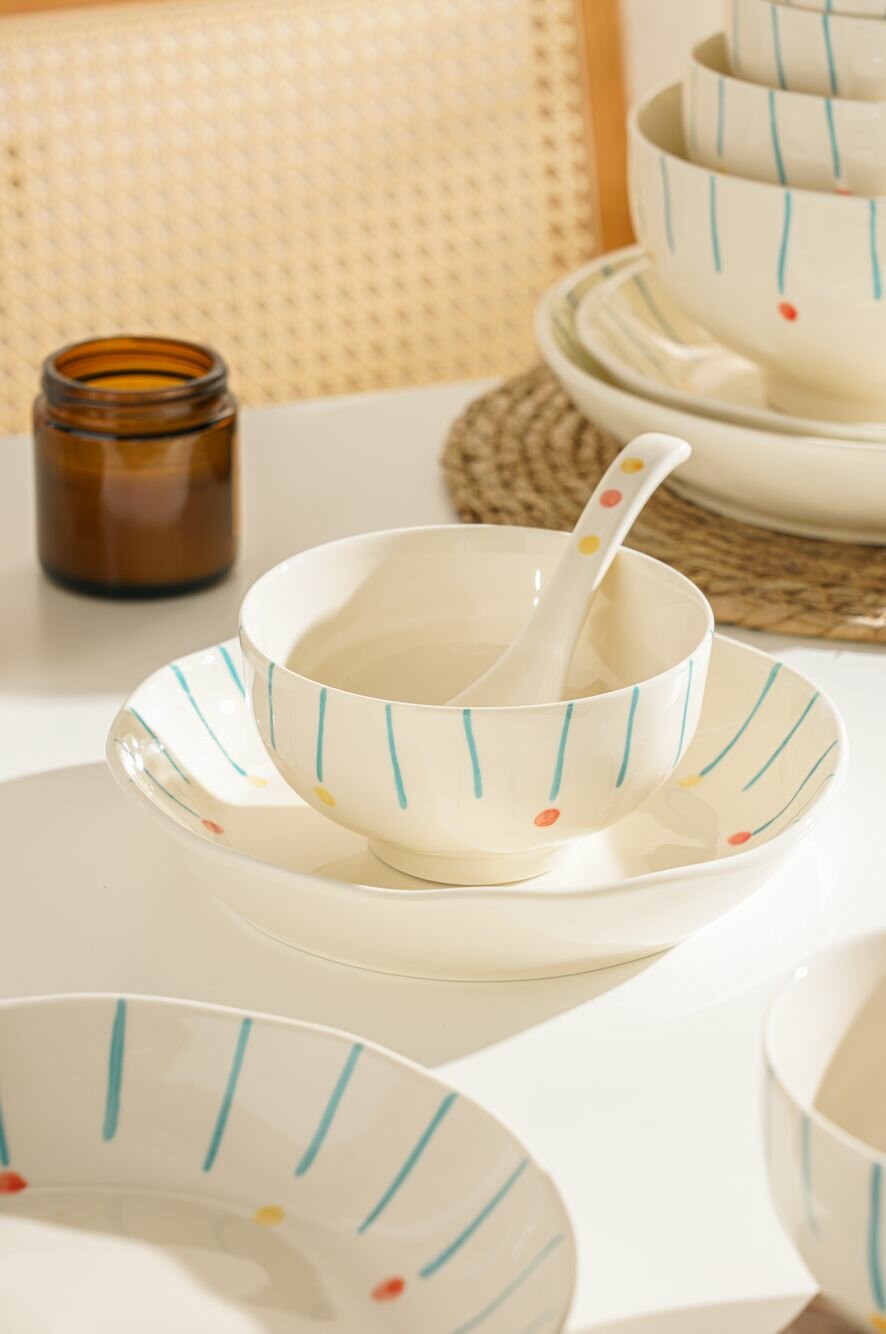 "Карусель" Салатник фарфоровый 450мл, д12,4см, h7см, с деколью, кремовый