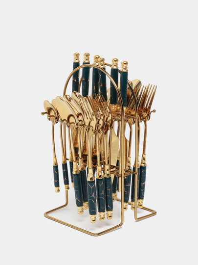 Набор кухонных столовых приборов, ложка-вилка-ложка и нож, 24 шт