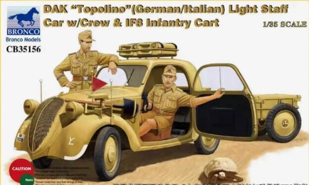 CB35156 Bronco Models Автомобиль DAK "Topolino" German/Italian w/Crew & IF8 Infantry Cart 1/35