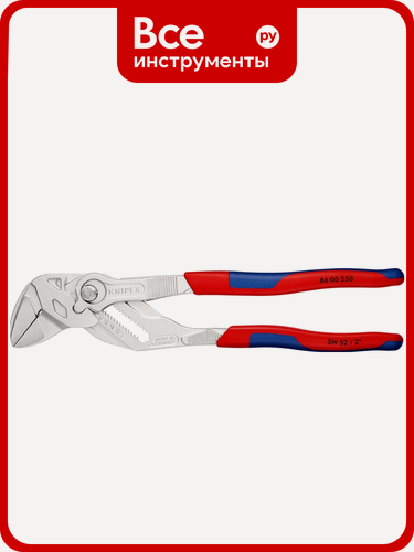 Изображение товара Переставные клещи-ключ Knipex 52 мм (2"), длина 250 мм, хром, 2К ручки, KN-8605250SB
