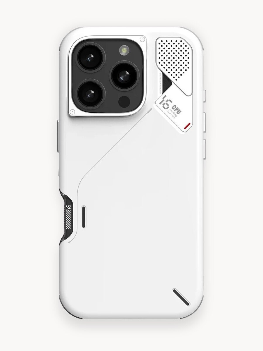 Чехол на Айфон 16 Про Макс защитный с индикатором температуры, Aulumu А16 Shock Proof, MagSafe, магнитный, белый