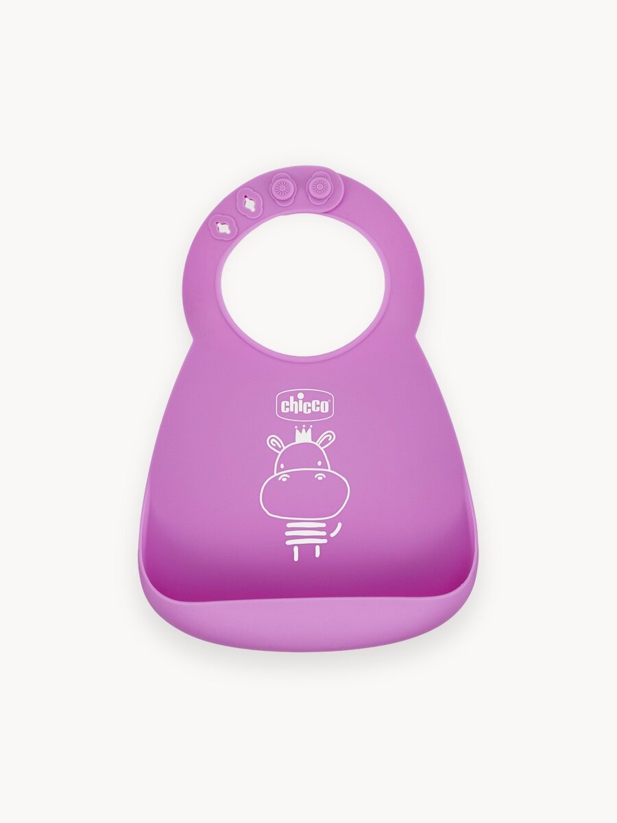 Нагрудник для кормления силиконовый Chicco Easy Roll Bib, от 6 месяцев, розовый