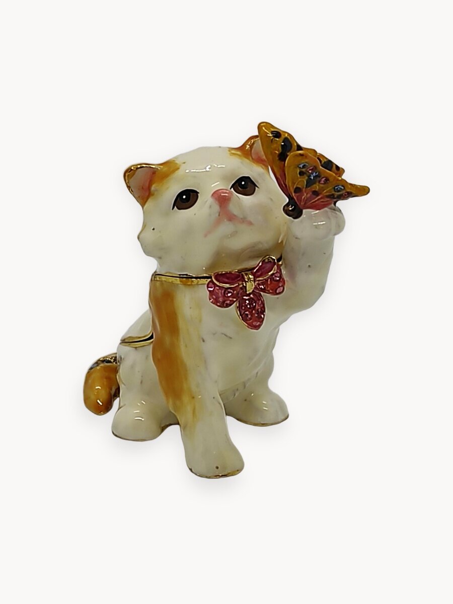 Шкатулка Фаберже "котенок С бабочкой "