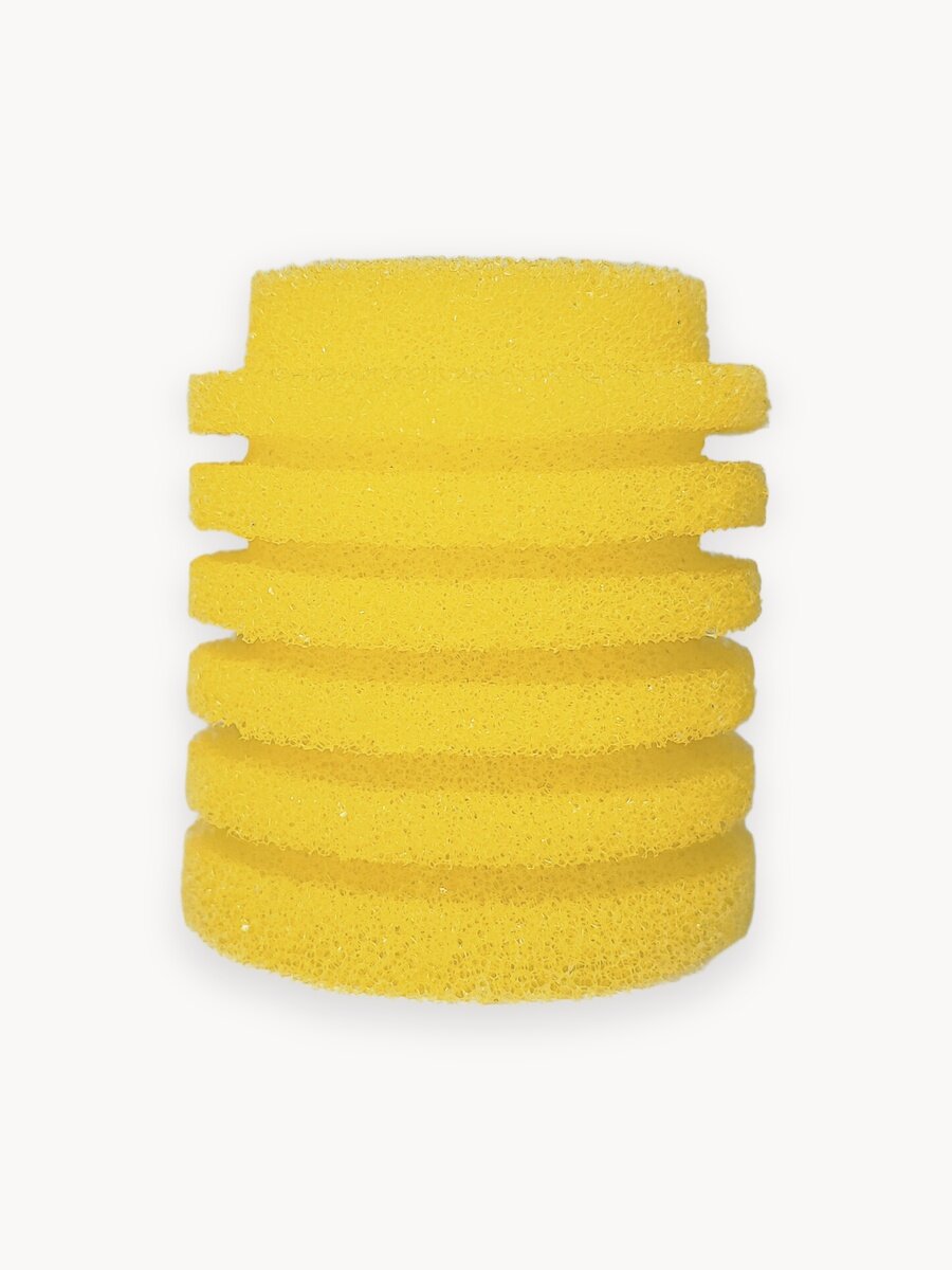 Сменная мелкопористая круглая губка для аквариумного фильтра, для BARBUS, SOBO, FERONIA и др. 65х70мм, цилиндр, желтая