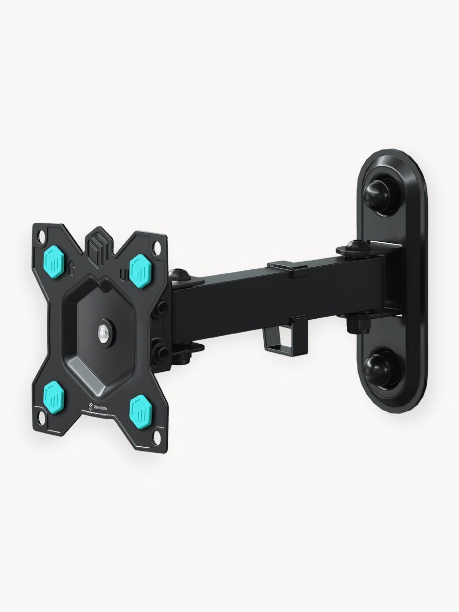 Кронштейн на стену ONKRON R2 для телевизора 10"-35", наклонно-поворотный с вращением, кронштейн для монитора настенный до 20 кг, черный