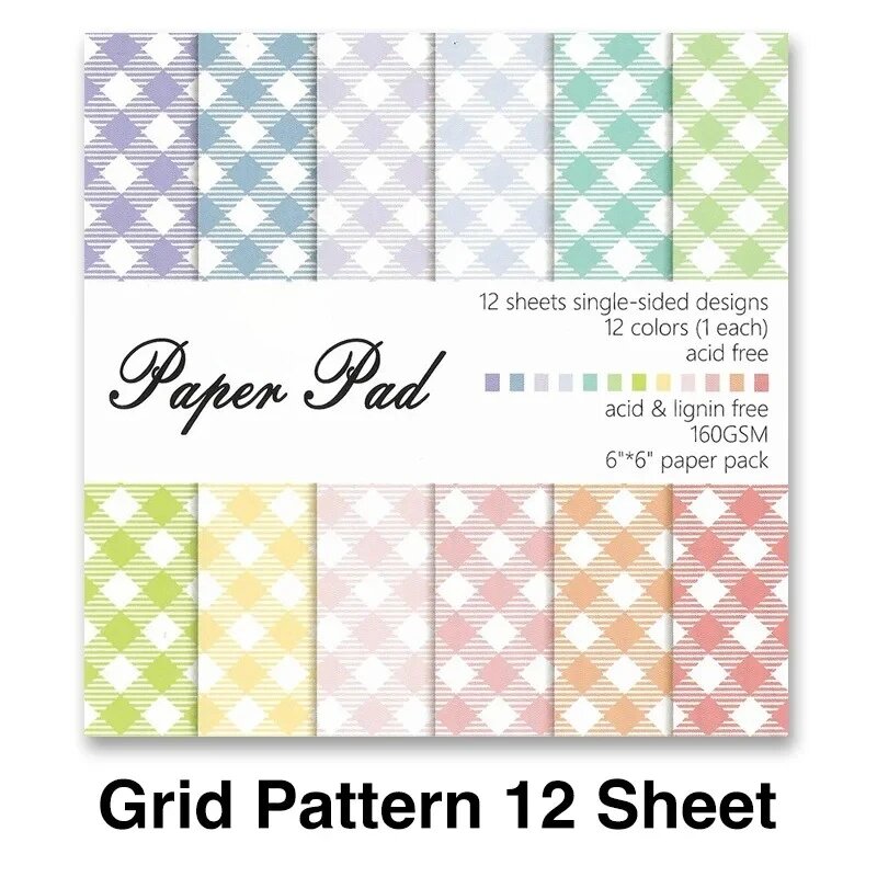 Бумага для скрапбукинга 12 листов 15х15 см с разноцветными точками Grid 12 sheets